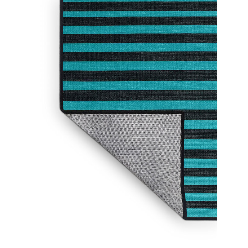 Tapis gris à rayures horizontales lavable à la machine, Rond 4 pi