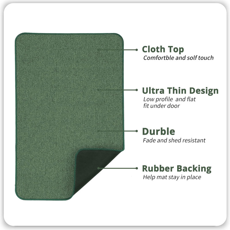 Ultra-thin Non-slip Bath Mat Green 24"x36"