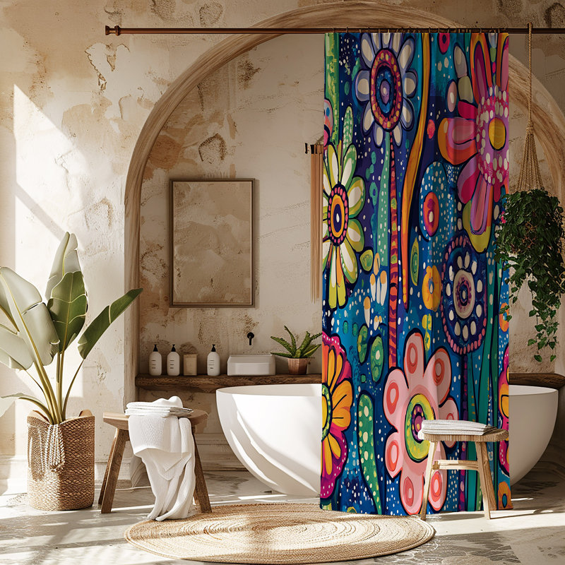 Rideau de douche Vibrant Floral, H 90 po x l 71 po