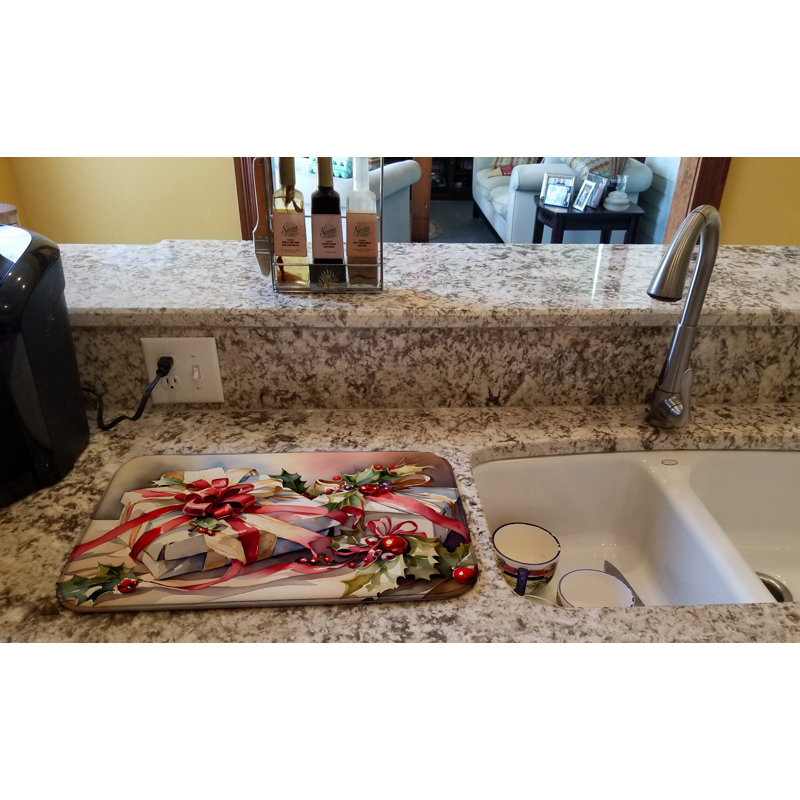 Christmas Bows & Ribbons Dish Drying Mat