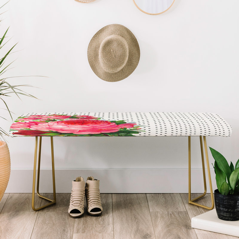 Banc recouverts de tissu d'ameublement, Rouge / vert / floral