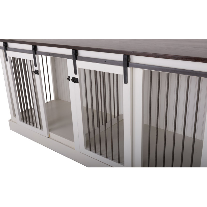 Cage pour animaux Damien, Moyen (H 35 po x l 76,25 po x P 25 po), Rhum des Caraïbes, Blanc brillant