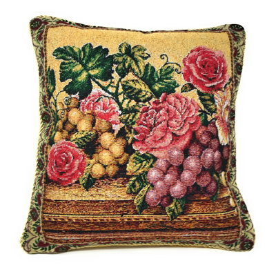 Parade of Fruit and Rose Woven Pillow Cover