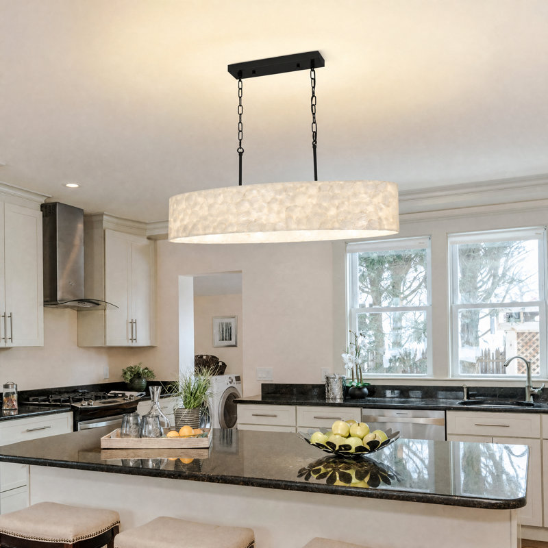 Elegant Shell Chandelier With Handmade Shells, 18.5 cm H × 96 cm W × 34.5 cm D, Black