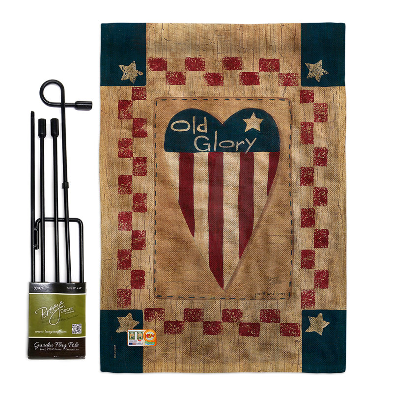 « old gloire cardiaque americana patriotiques », impression en polyester de 2 côtés 18,5 x 13 po ensemble de drapeau
