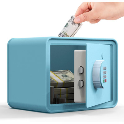 Mini coffre-fort pour enfants - petit coffre-fort en argent 7 po x 9,4 po x 6,3 po GoldenKey White de Macaron