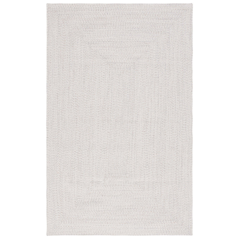 Tapis bleu foncé / ivoire tissé à la main Trombetta, Ivory/Light Grey, Rectangle 10 pi x 14 pi