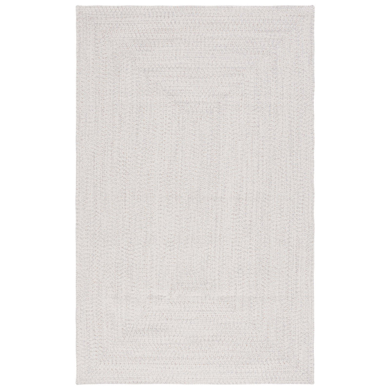 Tapis bleu foncé / ivoire tissé à la main Trombetta, Ivory/Light Grey, Rectangle 6 pi x 9 pi