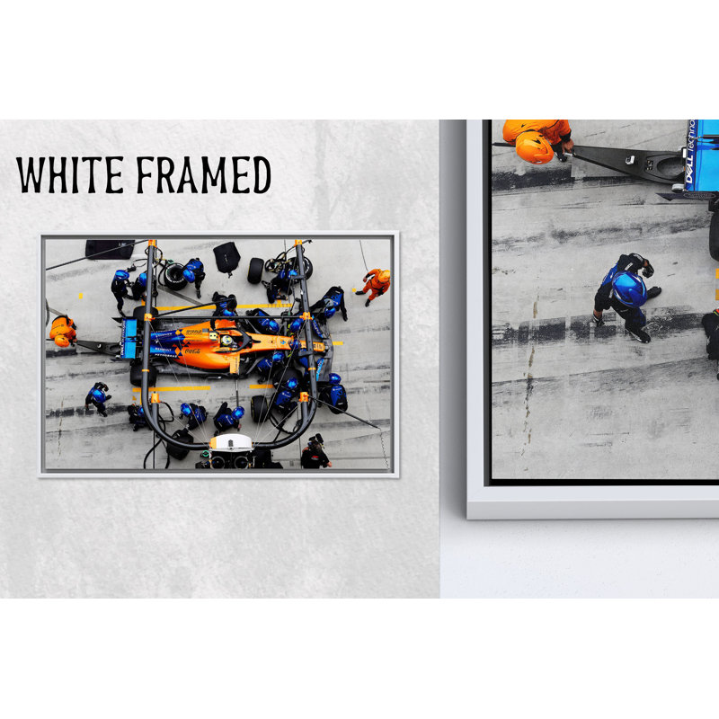 Impression sur toile Lando Norris Formule 1: décor de voiture de course élégante, 1 toile blanche encadrée