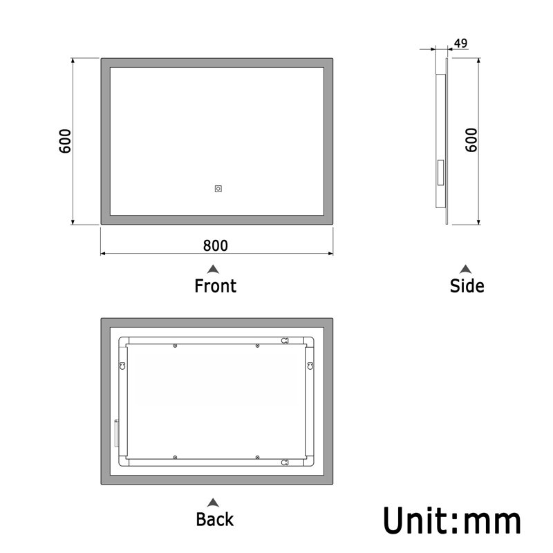 Brentton Rectangle Mirror, 80cm H x 60cm W