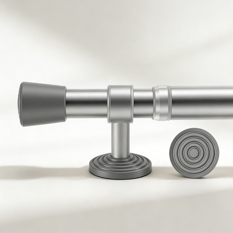Tringle à rideaux sans tension à ressort sans perceuse réglable de 26 à 39 pouces, acier au carbone robuste avec extrémités antidérapantes pour une installation facile