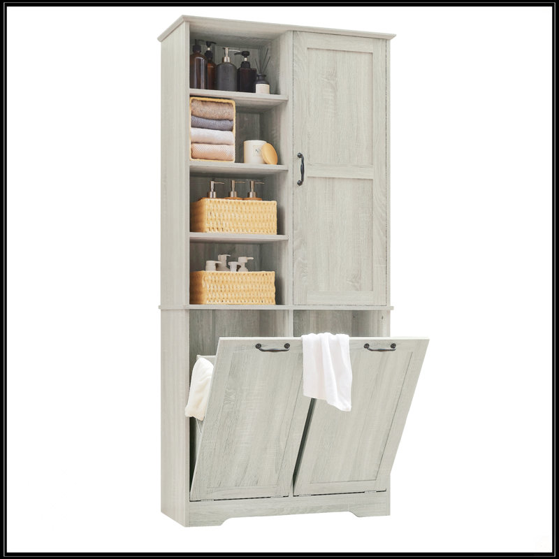 Armoire de rangement de salle de bain avec portes et tiroirs, Chêne