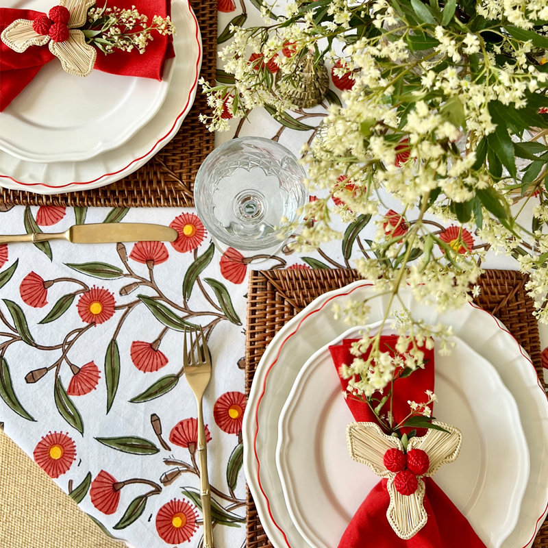 Red Flowering Gums Round Tablecloth, 70” Round