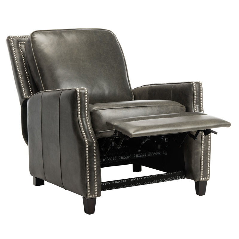 Couture Leather Recliner, Trends Aged Black Genuine Leather
