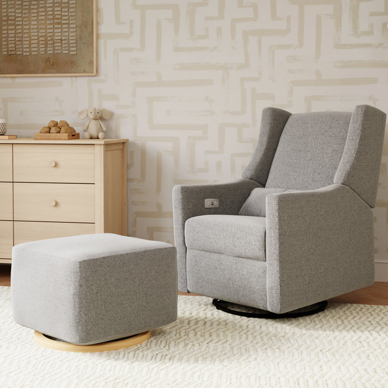 Kiwi Gliding Ottoman, Brown, Beige Teddy Loop