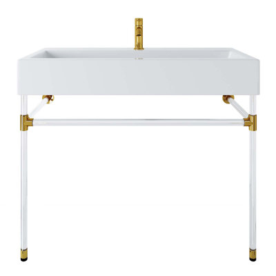 Meuble-lavabo mural en acrylique Red racé par Modway