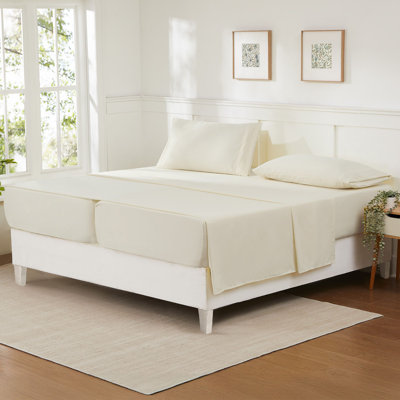 Ensembles de draps en microfibre brossée double très grand divisé et réglable - très grand, ivoire