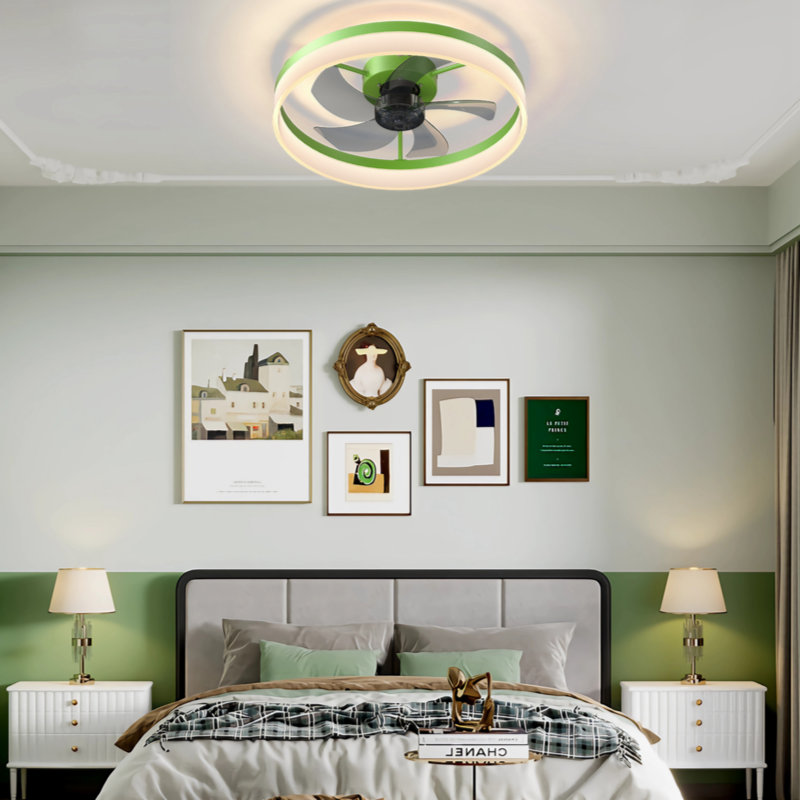 Ceiling Fans With Lights Dimmable LED Embedded Installation Of Thin Modern Ceiling Fans(Purple), Green