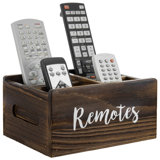 4-Slot Solid Wood Remote Holder Storage Caddy