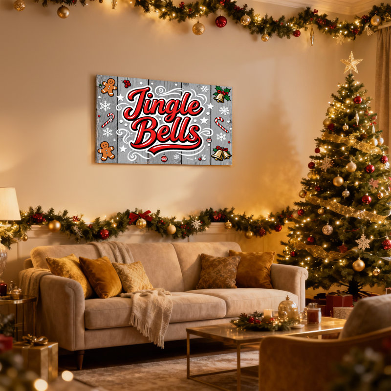 «Christmas Jingle Bells Holiday», ensemble de 3 impressions sur toile, H 12 po x l 18 po