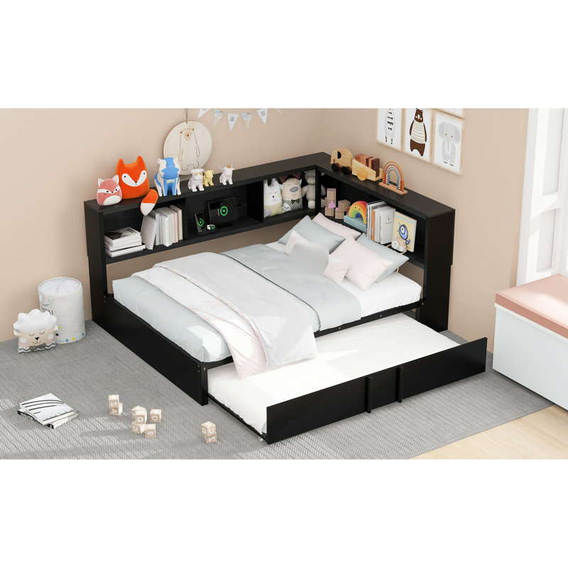 Metal Full Size Daybed With Trundle, Storage & Charging Ports - Modern Functional Storage, Trundle And Outlets, Practical Elegant