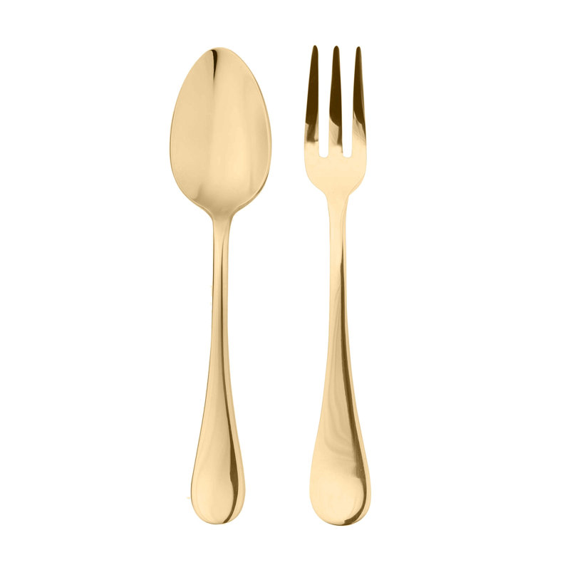 Ensemble de service BRescia (fourchette et cuillère), L 9,83 po x l 3 po, Or brossé