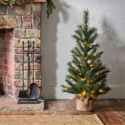 Sapin de Noël en pin de l'Ontario canadien givré de 90 cm avec guirlandes lumineuses à piles