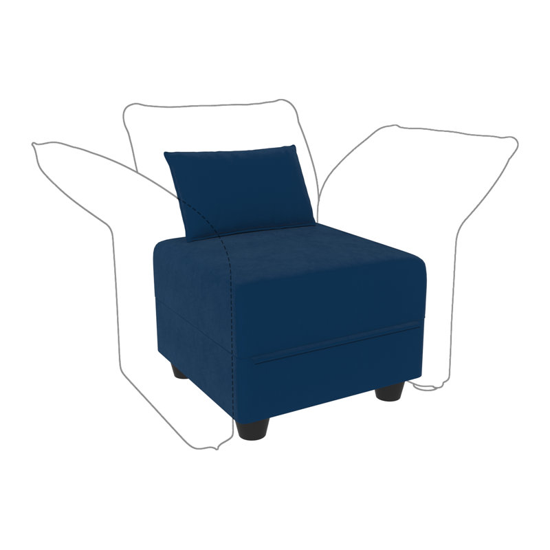 Repose-pieds carré avec rangement de 25,6 po de largeur, Velours bleu