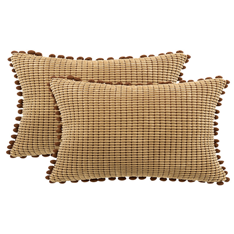 Housse de coussin rectangulaire en mélange de coton , Housse de coussin seulement - sans coussin, Brun