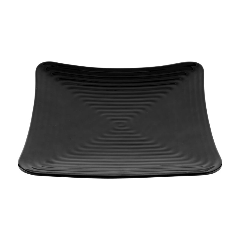 G.E.T. ML-64-BK Melamine Textured Square Dinner Plate, 11.75", Black