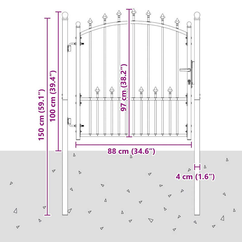 104 cm W Steel Gate Fencing, 157cm H x 104cm W