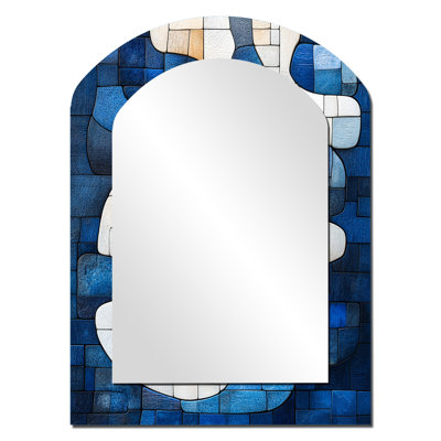 Art inuit canadien dans des tons bleus et blancs - miroir unique asymétrique d'art inuit canadien
