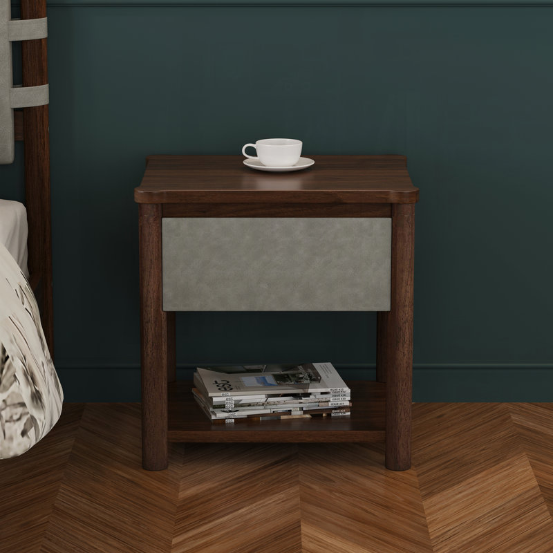 Table de chevet en bois Farmhouse, Light Grey/Walnut