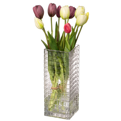 10-Inch Square Frosted Gray Glass Table Vase - A Timeless Centerpiece For Dining Tables, Living Rooms, Bedrooms, Hotel Reception Areas And Conference Rooms, Ideal For Weddings And Special Occassions