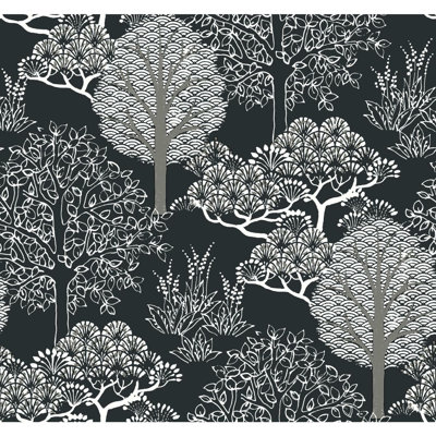 Rouleau de papier peint L 27 pi x l 27 po Kimono Trees