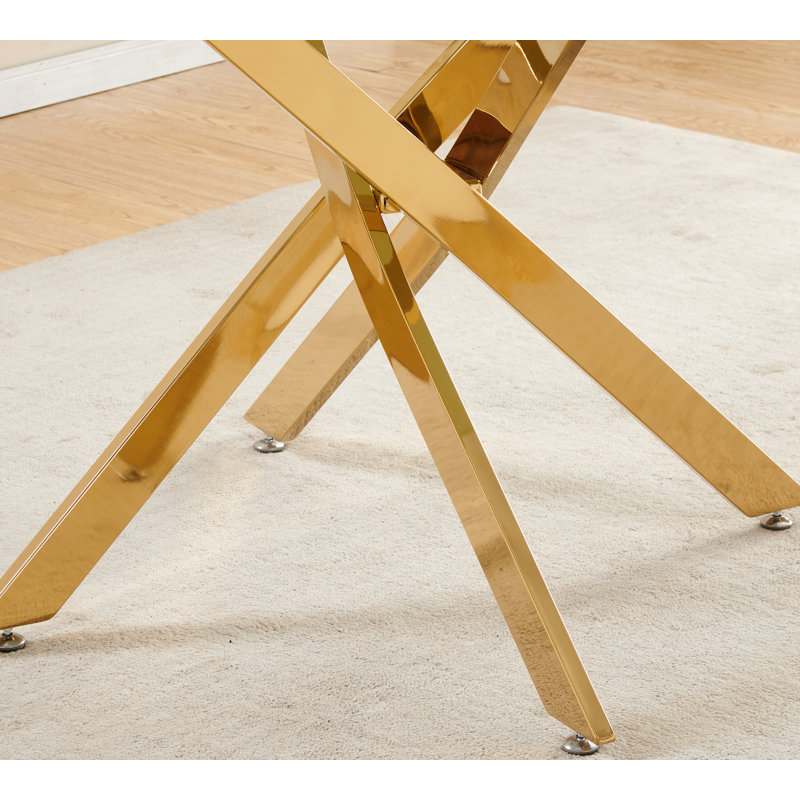 Round Glass Top Metal Base Dining Table