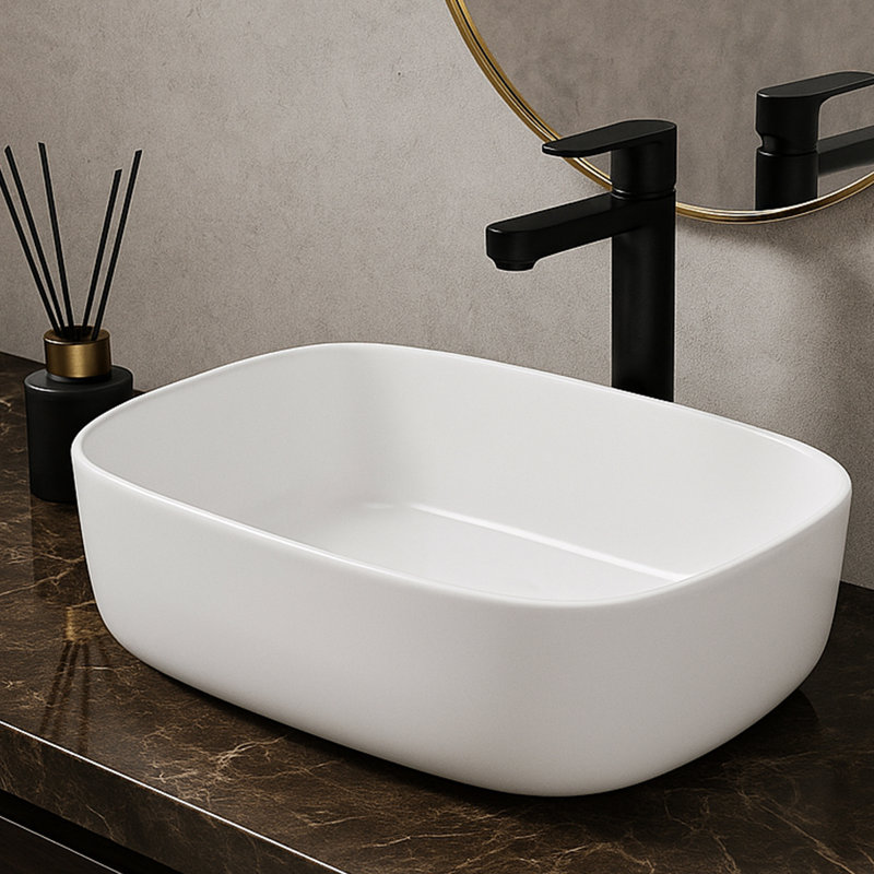 Eleen 18" X 13" White Rectangle Ceramic Countertop Bathroom Vanity Vessel Sink