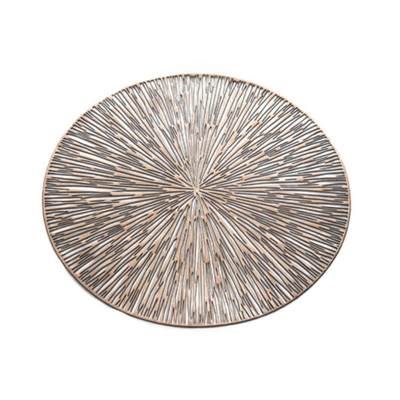 Polypropylene Plastic Abstract Round Placemat, Gold