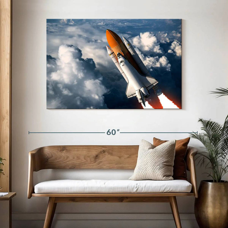 Oberle Cloudy Space Shuttle Flight, 32" H x 48" W