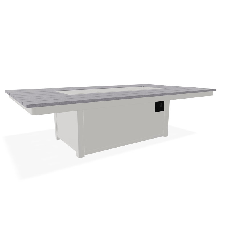 48" x 84" Rustic Fire Table with Propane Shelf, Snow/Cape Gray