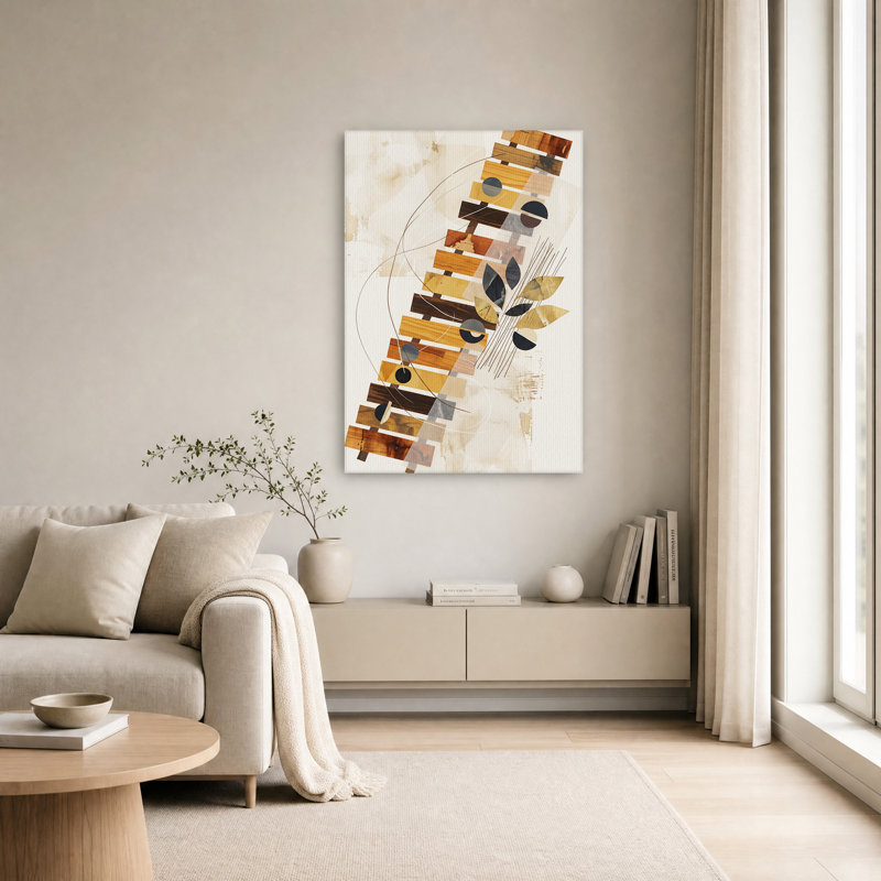 Art mural sur toile, planches de bois verticales et feuilles d'or, H 24 po x l 16 po