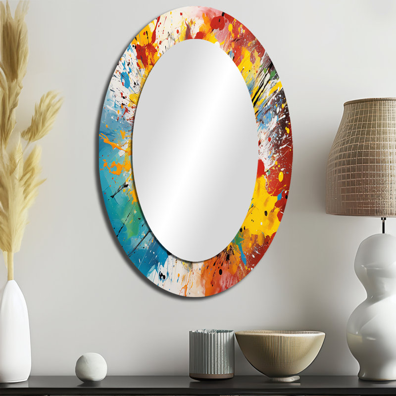 Abstraction soccer ball - miroir décoratif football, miroir mural moderne, impression d'art en métal, 36 po x 24 po, Ovale