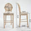 Chaises de salle à manger rembourrées French Country avec dossier rond en rotin naturel, ensemble de 2