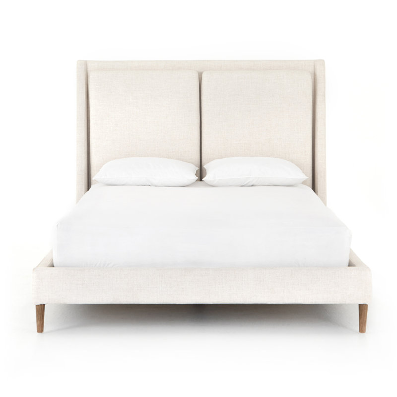 Dover Crescent King-Size Bed with Upholstered Linen Headboard