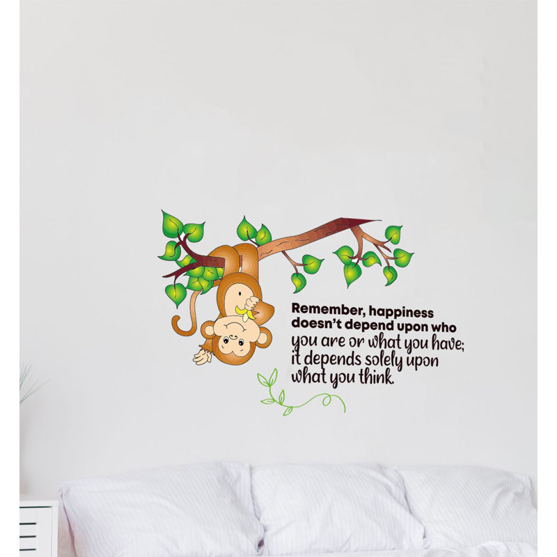 Décalcomanie murale en vinyle Happiness Monkey, H 20 po x l 40 po