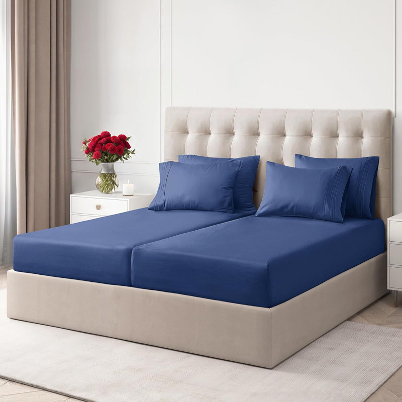6 Piece Sheet Set, Soft Cooling Bed Sheets, Breathable & Wrinkle Free, Hotel Luxury Bedding, Twin Sheet Set + 2 Pillowcases