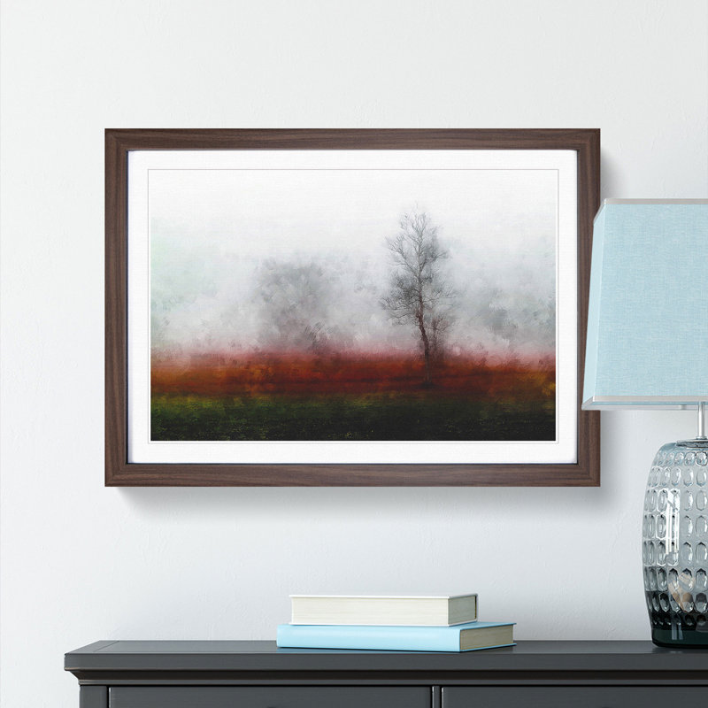 Tree Fog in Switzerland - Picture Frame Graphic Art Print, 62cm H x 87cm W x 2cm D, Walnut Framed