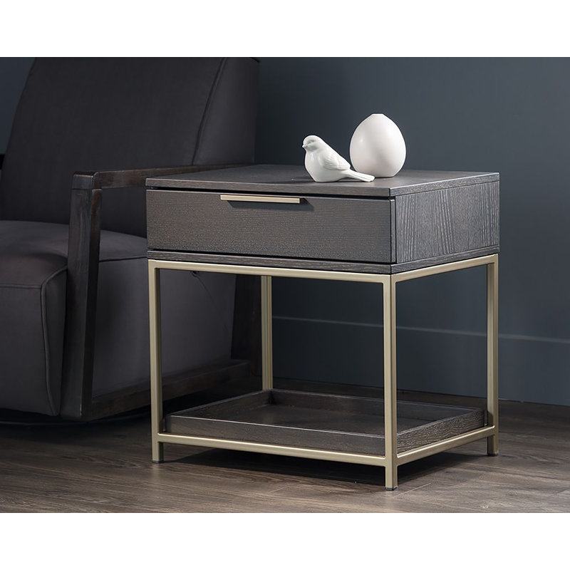 Rebel 1 - Drawer Nightstand, Gray/Gold