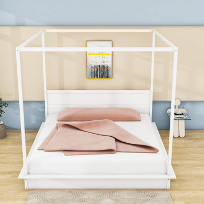 Lit plateforme à baldaquin en bois avec tête de lit Sarahjo