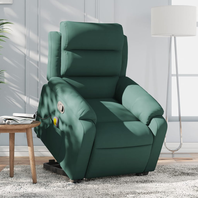 Fauteuil de massage inclinable électrique, Inclinaison par pression manuelle, Vert foncé